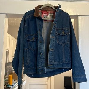 Marlboro vintage jean jacket with leather collar